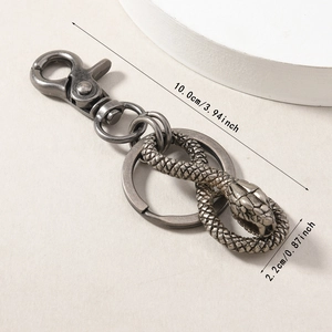 Detail showing vintage silver snake keychain measurements 10cm length and 2.2cm width