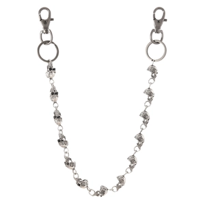 Punk silver skull head wallet pants chain with lobster clasps and key rings