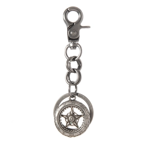 Vintage Distressed Alloy Metal Wheel Keychain Retro Industrial Punk Gear Star Pendant Key Ring For Men Women Car Key Accessory