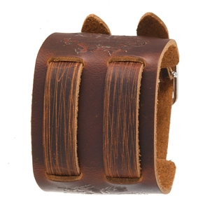 Brazalete de Cuero de Vaca para Hombre Retro con Relieve de Dragón Brazalete de Banda Ancha Joyería de Mano Punk Rock Hip Hop