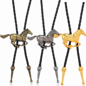 Vintage Western Cowboy Bolo Tie Retro Legierung Galoppierendes Pferd Anhänger Geflochtene Leder Seil Halskette Für Herren Damen Schmuck
