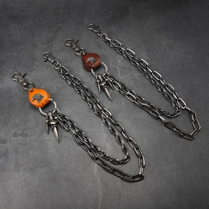 Punk multi-layer trouser chains with eagle leather charms and metal claw pendants