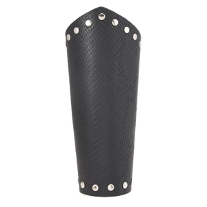 Punk Gothic Faux Leather Bracer Arm Guard With Snake Pattern Alloy Rivets Adjustable Lace Up Armband For Halloween Cosplay