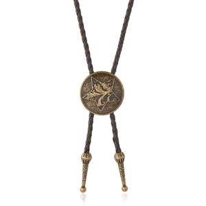 Cravatta Bolo Vintage Western Cowboy Pentagramma per Uomo Corda Regolabile in Pelle Artificiale Intrecciata Pendente in Lega