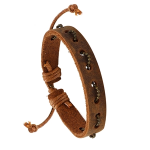 Vintage Woven Cowhide Bracelet Retro Handmade Leather Wristband With Metal Beads Adjustable Wax Rope Jewelry For Unisex