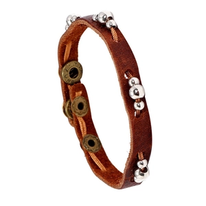 Vintage Punk Rindsleder Armband Für Damen Herren Verstellbar Metallperlen Geflochten Legierung Druckknopf Armband Schmuck Geschenk