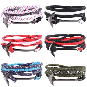 Nautical Boat Anchor Braided Rope Bracelet For Men Women Sailing Style Alloy Cord Wristband Fashion Outdoor Jewelry