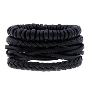 Vintage Braided Leather Bracelet Set Men Women Retro Punk Bohemian Multi-Layer Adjustable Cowhide Wax Rope Wrap Bracelets
