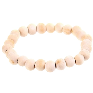 Ethnic style natural wood bead bracelet with single strand and smooth polished finish