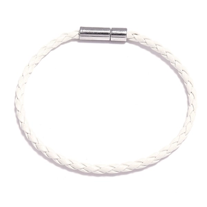 Bracelet tressé blanc minimaliste pour couple avec fermoir magnétique argenté
