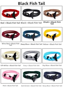 Griglia dettagliata di bracciali in corda intrecciata in 12 colori con chiusure a balena