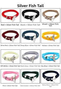 Griglia con 12 colori di braccialetti fatti a mano con ciondolo a coda di balena