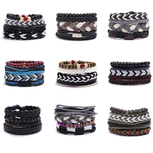 Bracelet Vintage Tissé à la Main en Cuir Multi-couches Combinaison Bohème Ethnique Bijoux Réglables Pour Hommes Femmes Mode