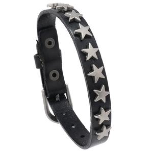 Punk Retro Cowhide Leather Bracelet For Men Alloy Pentagram Star Studded Rivet Wristband Rock Biker Streetwear Jewelry Gift