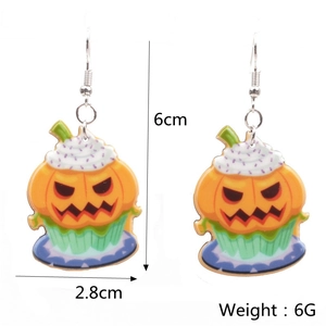 Halloween pumpkin cupcake earrings set with 6cm height and 2.8cm width dimensions