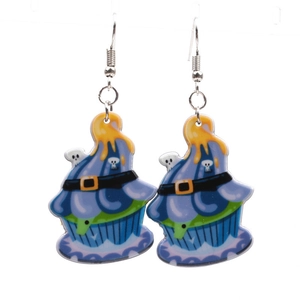 Halloween Cupcake Pumpkin Bat Witch Hat Acrylic Drop Earrings For Women Funny Festive Party Creative Jewelry Accessories