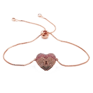 Fashion Shell Heart Lock Pendant Adjustable Bracelet Colorful Rhinestone Micro Pave Box Chain Bracelet For Women Jewelry Gift
