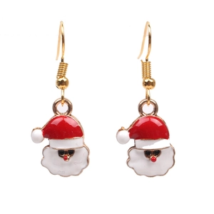 Pendientes de Papá Noel con esmalte rojo y blanco sobre ganchos dorados metálicos