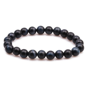 Natural Blue Tiger Eye Beaded Bracelet Healing Stone Elastic Handmade Jewelry Gift For Men Women Unisex Western Style