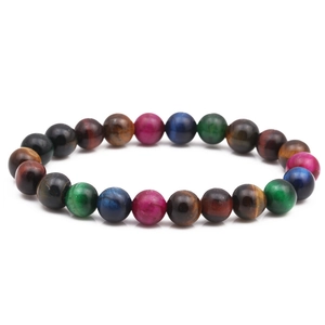 Natural Tiger Eye Beaded Bracelet For Women Men Multi Color Elastic Stone Healing Balance Beads Bracelet Jewelry Gift