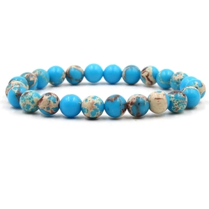 8mm royal blue imperial stone beaded bracelet with polished round agate beads
