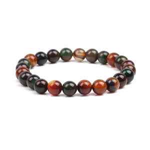 Natural Agate Stone Beaded Bracelet For Men Women Western Style Handmade Elastic Energy Jewelry Stretch Bracelet