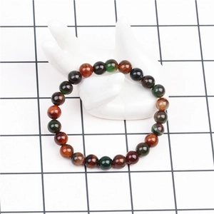 Natural agate stone beaded bracelet with colorful polished round beads for men and women