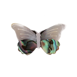 Vintage abalone shell and mother of pearl butterfly brooch with exquisite inlay work