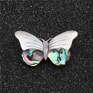 Vintage butterfly brooch with natural abalone and white mother of pearl shells