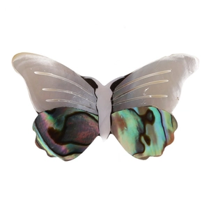 Vintage Natural Abalone Shell Mother Of Artificial Pearl Butterfly Brooch For Women Alloy Insect Breastpin Jewelry Accessory Gift