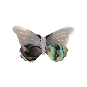 Exquisite vintage abalone shell butterfly brooch with iridescent shell wing detail
