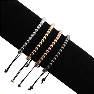 Minimalist Copper Bead Braided Bracelet Adjustable Rope Metallic Bead Bracelet For Men Women Fashion Jewelry Gift