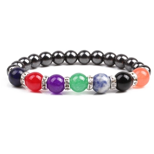Natural Hematite Chakra Healing Beaded Bracelet Unisex Energy Balance Elastic Handmade Jewelry For Yoga Meditation