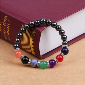 8mm magnetic hematite beads seven chakra energy stone bracelet with crystal spacers