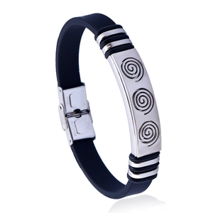 Herren Edelstahl Silikon Armband Minimalistische Mode Sport Armreif Verstellbarer Schmuck Für Den Alltag Schwarz Silber Stil