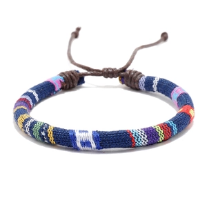 Handmade bohemian colorful woven cotton cord friendship bracelet with adjustable knot closure