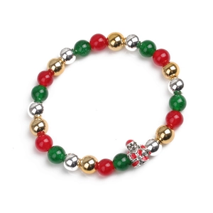 Detailansicht der Weihnachts-Perlenarmband mit rot-grünen Perlen und Weihnachtsmann