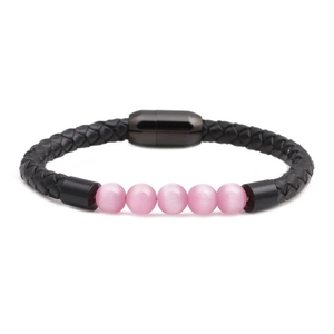 Handmade Braided Leather Bracelet Featuring Natural Stone Beads And Magnetic Clasp Stainless Steel Wristband Men Women Jewelry Gift
