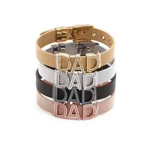 Bracciale DAD regolabile in acciaio inossidabile con strass in quattro colori metallici