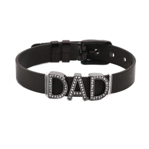 Bracciale regolabile in maglia d'acciaio inossidabile nero con charm DAD per la festa del papà