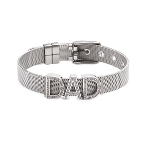 Bracciale regolabile in maglia d'argento con lettere DAD per regalo festa del papà