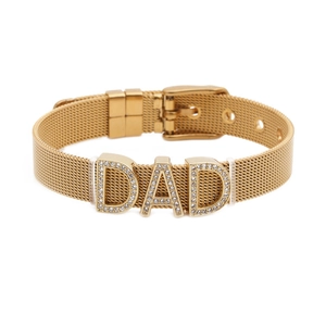 Bracciale regolabile in maglia dorata con ciondolo DAD scintillante, regalo per la festa del papà