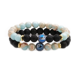 Vintage Yin Yang Bagua Lava Stone Beaded Bracelet For Women Men Copper Natural Stone Elastic Charms Fashion Jewelry Gift