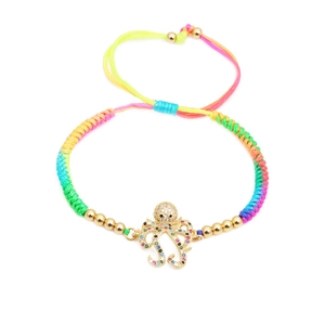 Colorful woven octopus bracelet with vibrant cubic zirconia in a gold setting