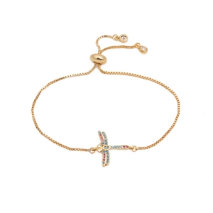 Luxury Dragonfly Bracelet Copper Colorful Zircon Micro Pave Adjustable Slider Box Chain Women Jewelry Elegant Accessory
