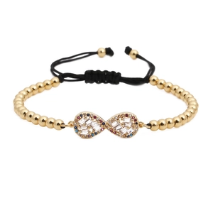 Bracelet Tissé Ajustable Avec Symbole de l'Infini en Zirconia Micro-Incrusté Bijoux en Cuivre Pour Cadeau Unisexe