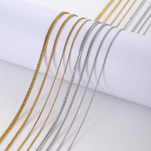 Minimalist Stainless Steel Chopin Chain Necklace 18K Gold Plated Wheat Link Chain Necklace For Women Fashion Daily Jewelry