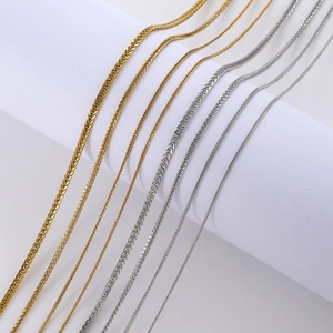 Minimalist stainless steel Chopin chain necklace in gold and silver plating