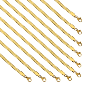 Cadena de Serpiente de Acero Inoxidable Minimalista para Hombres Mujeres Cadena de Hoja Plana Collar Oro Plata Galvanizado Joyería Básica