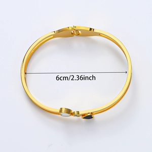 Bracelet coeur en acier titane or rose 18K avec cristal et guide de taille 6cm